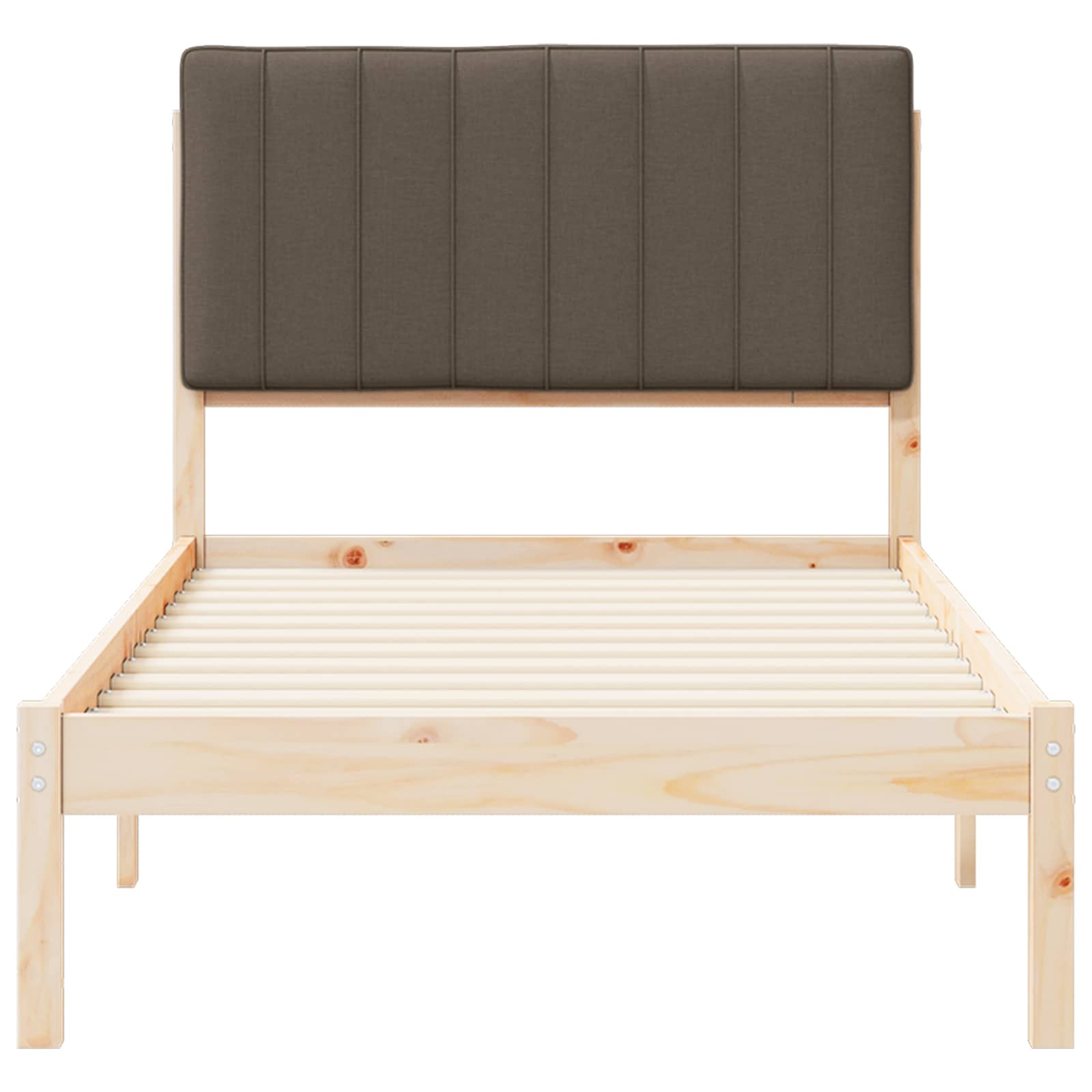 Letto con Testiera Rivestita Naturale e Taupe 90 x 200 cm | homemem39