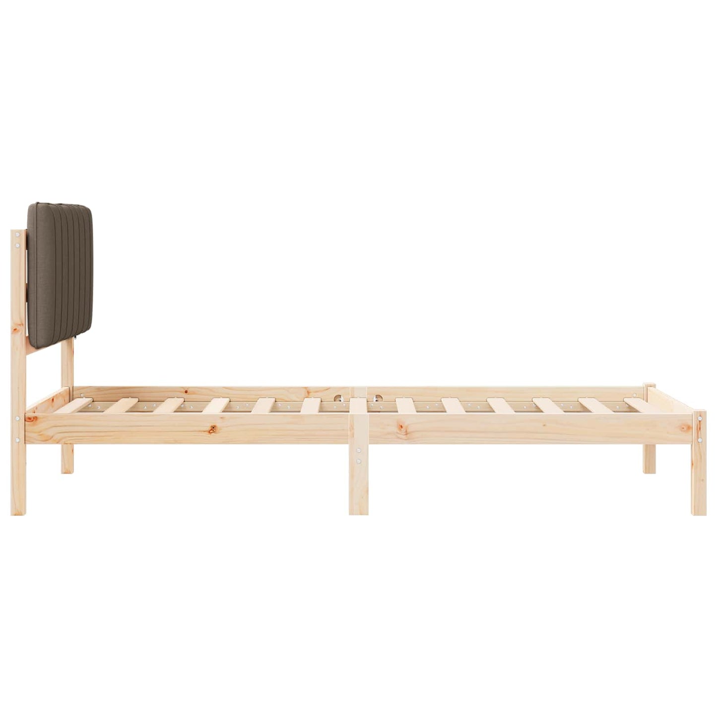 Letto con Testiera Rivestita Naturale e Taupe 90 x 200 cm | homemem39