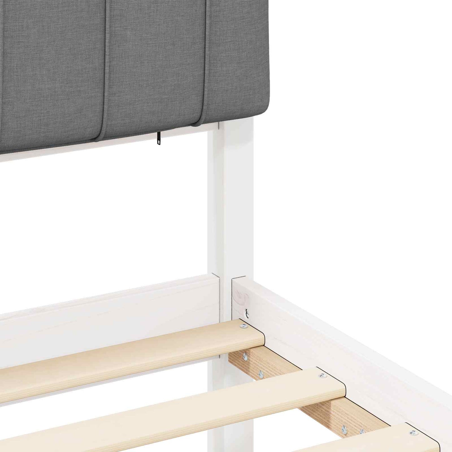 Letto con Testiera Rivestita Bianco e grigio chiaro 90 x 200 cm | homemem39
