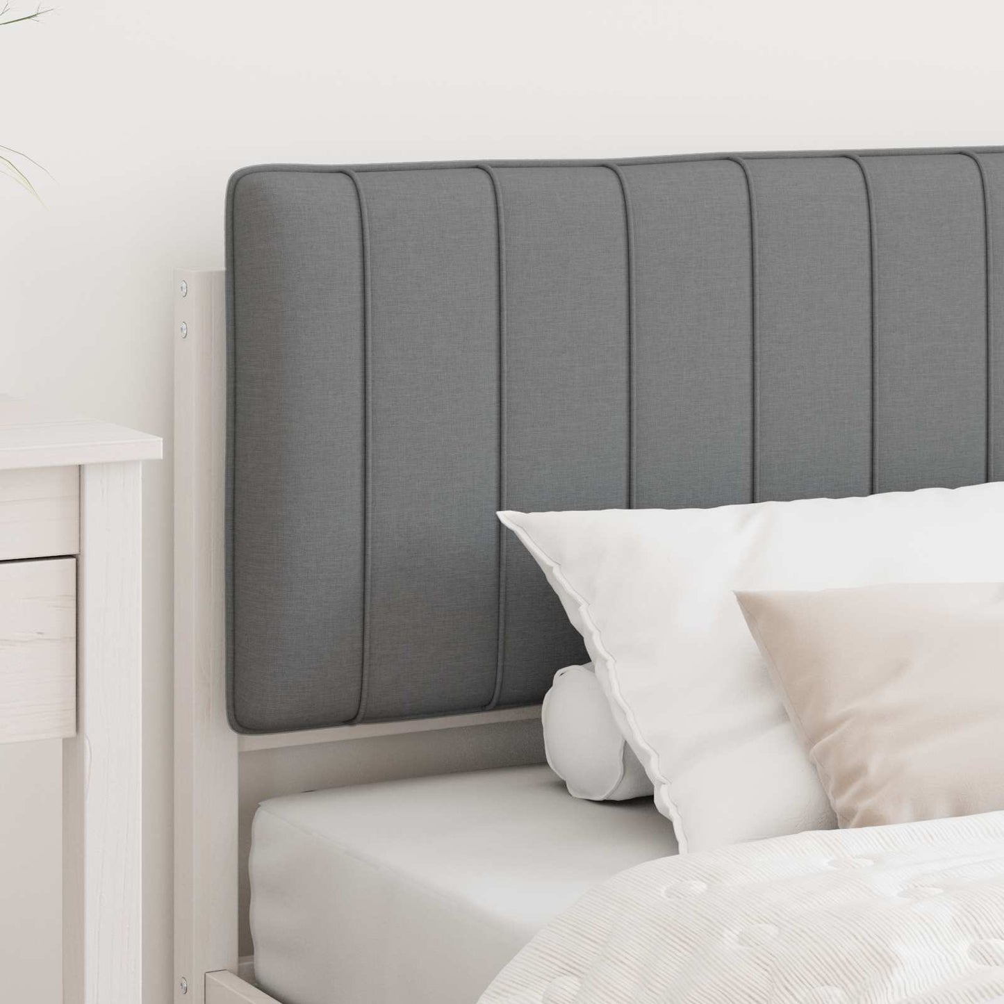 Letto con Testiera Rivestita Bianco e grigio chiaro 90 x 200 cm