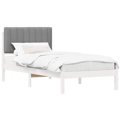 Letto con Testiera Rivestita Bianco e grigio chiaro 90 x 200 cm