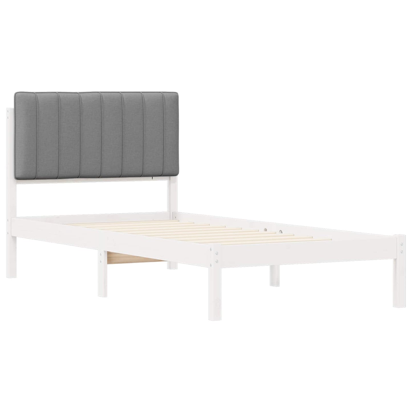 Letto con Testiera Rivestita Bianco e grigio chiaro 90 x 200 cm | homemem39