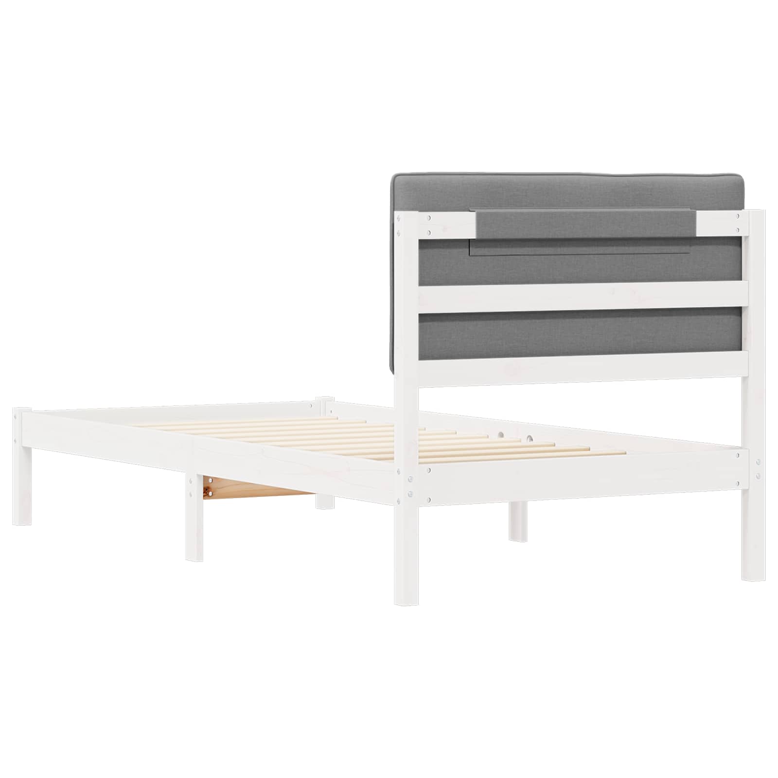 Letto con Testiera Rivestita Bianco e grigio chiaro 90 x 200 cm | homemem39