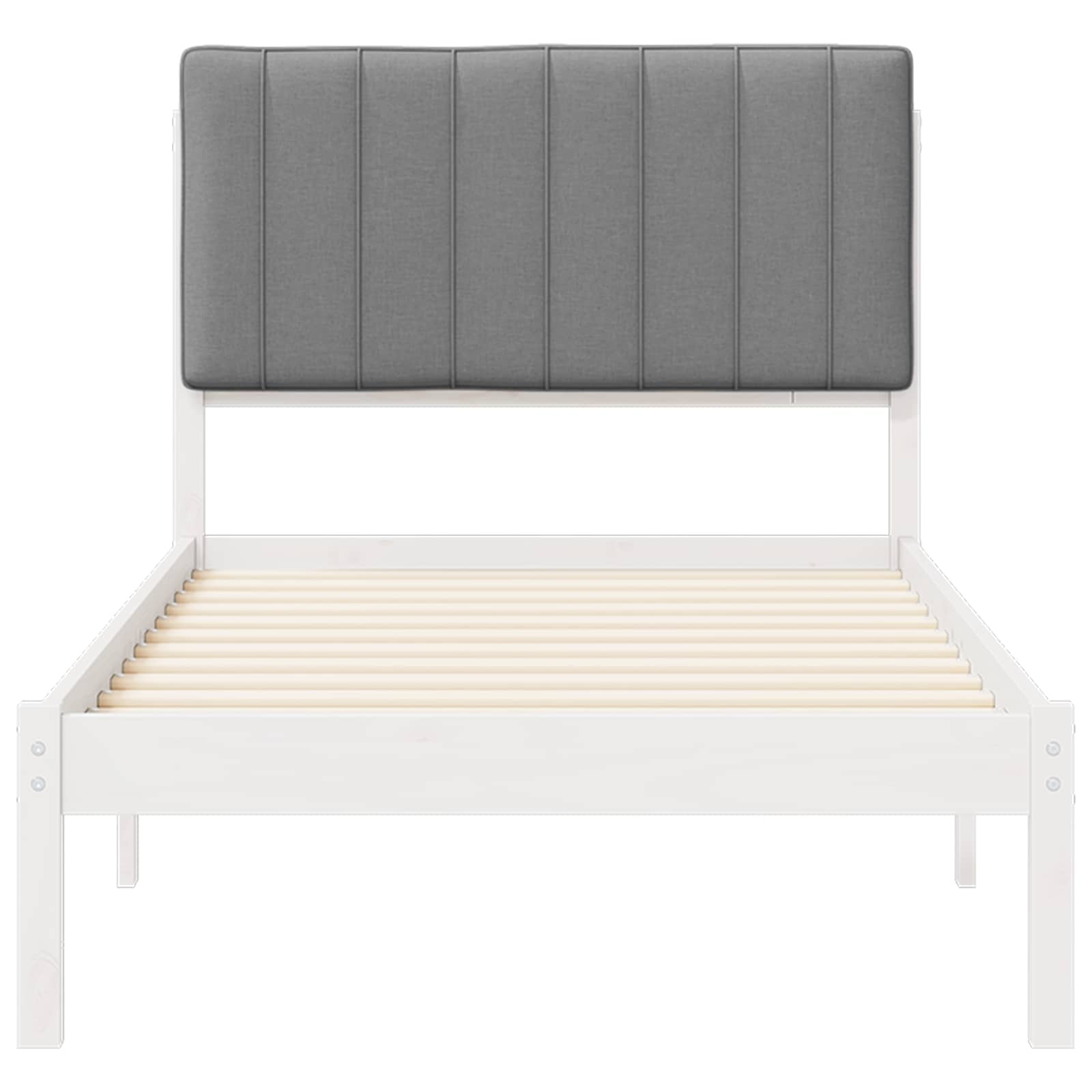 Letto con Testiera Rivestita Bianco e grigio chiaro 90 x 200 cm | homemem39