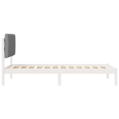 Letto con Testiera Rivestita Bianco e grigio chiaro 90 x 200 cm | homemem39