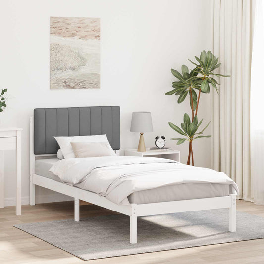 Letto con Testiera Rivestita Grigio chiaro 90 x 190 cm