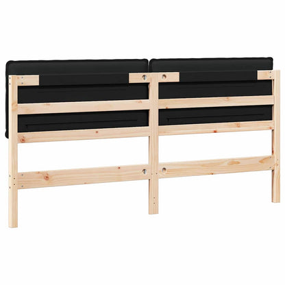 Testiera imbottita Naturale e Nero 200 cm Pino massello