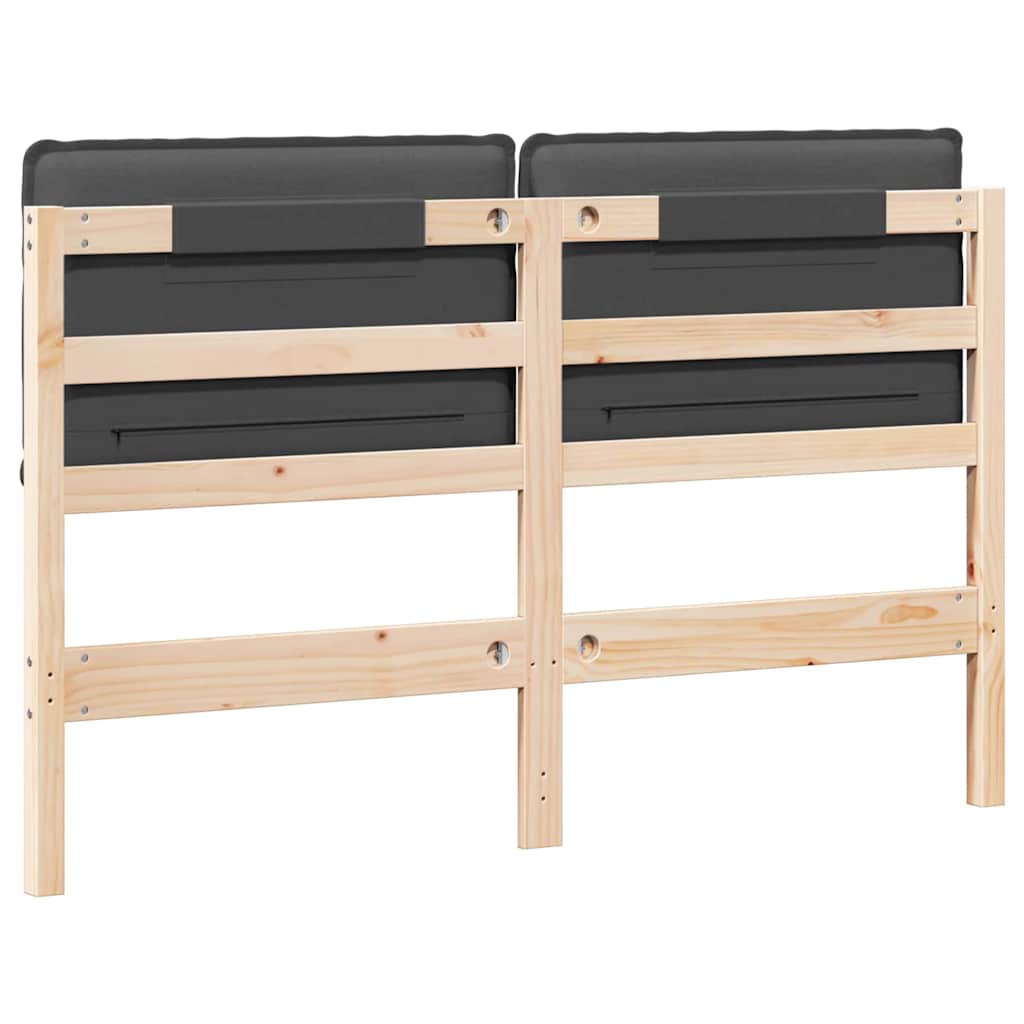 Testiera imbottita Grigio Naturale e Scuro 160 cm Pino massello