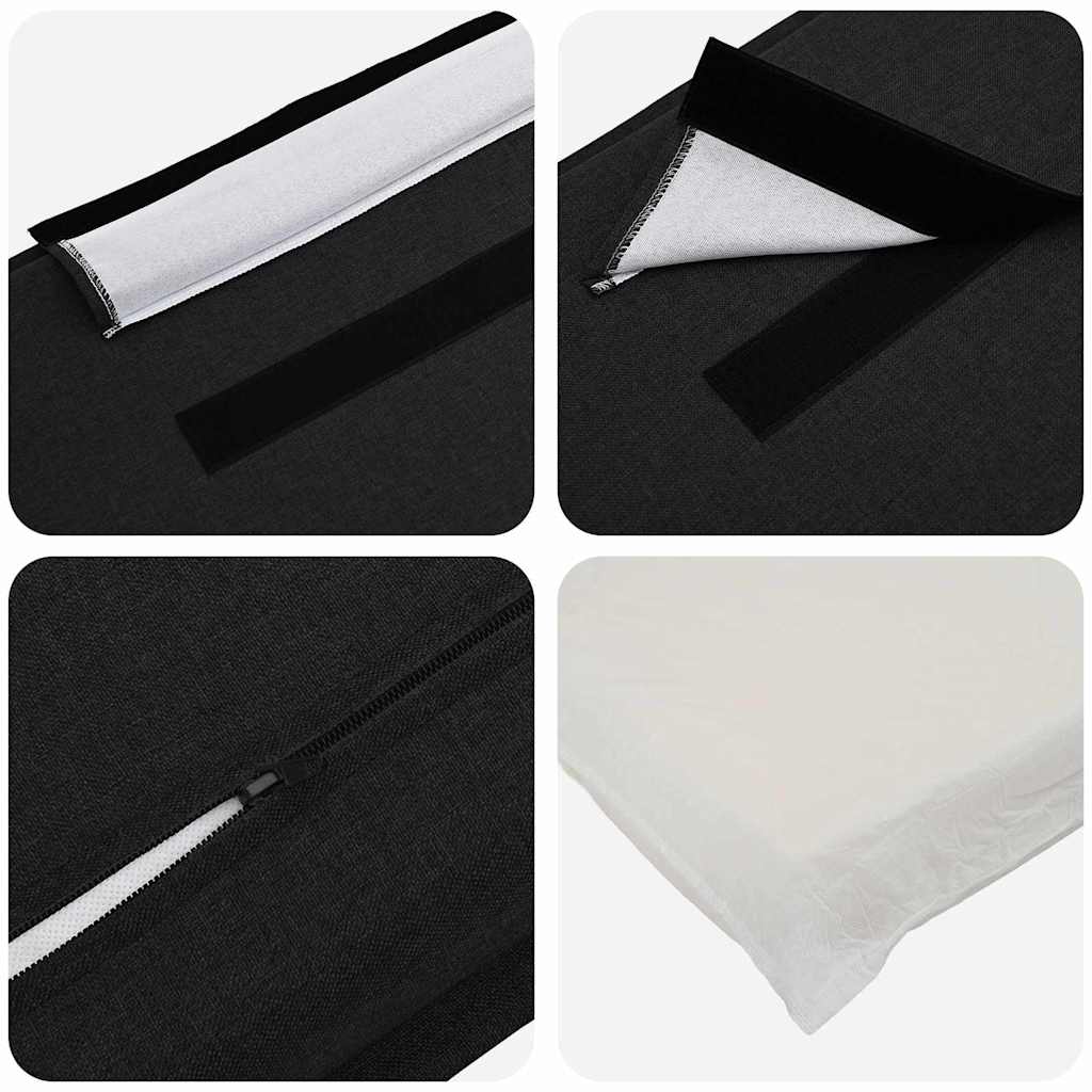 Testiera imbottita Naturale e Nero 160 cm Pino massello