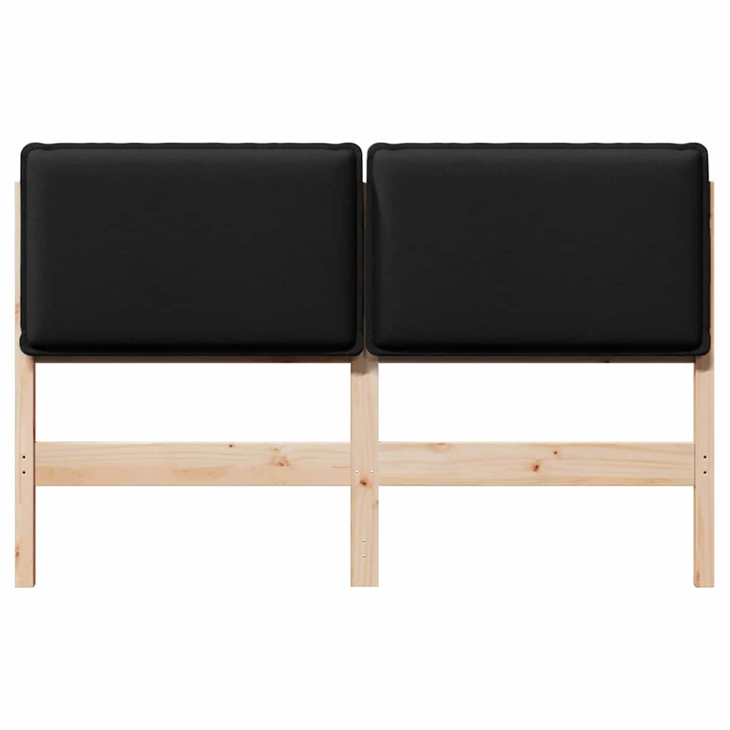 Testiera imbottita Naturale e Nero 135 cm Pino massello | homemem39