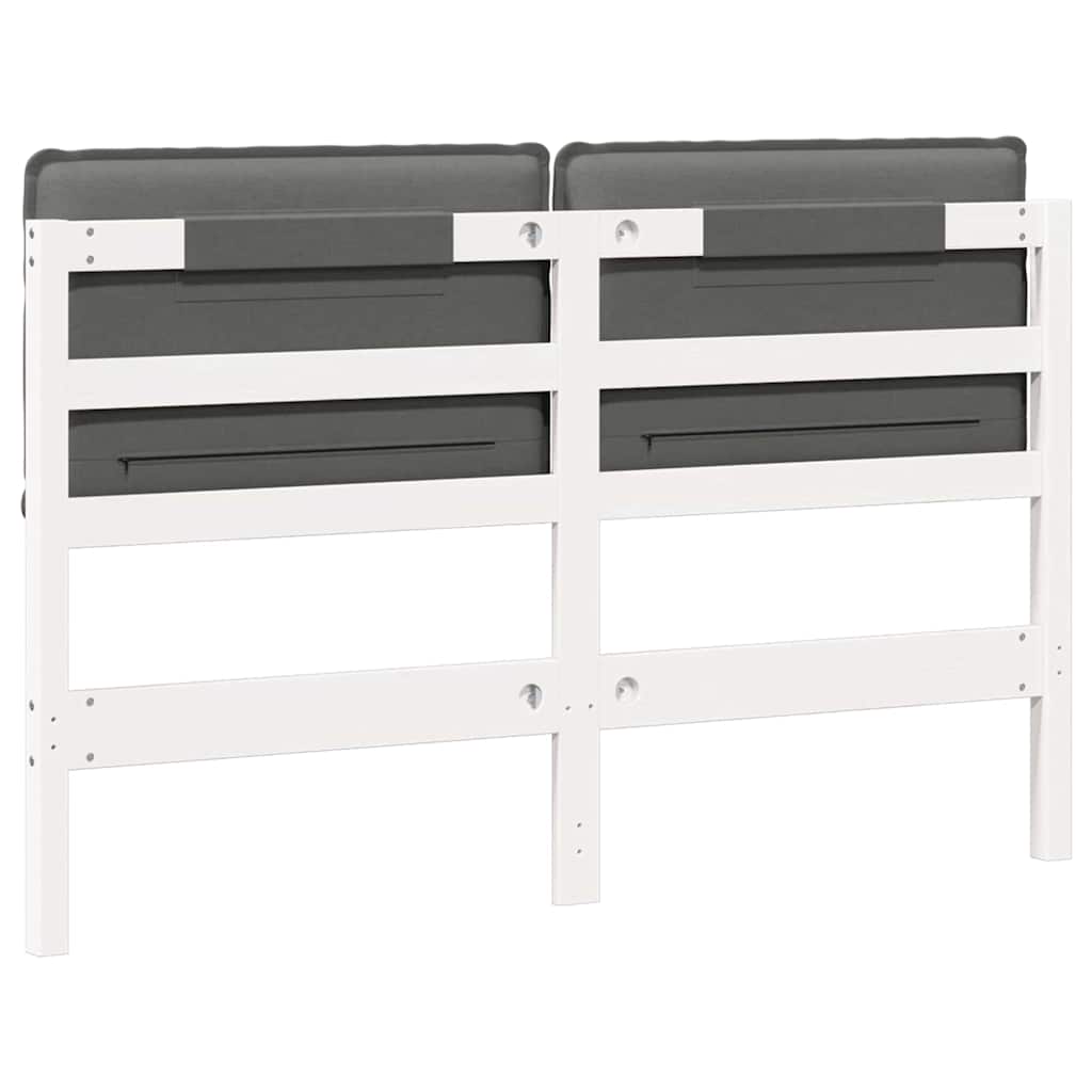 Testiera imbottita Bianco e grigio chiaro 135 cm Pino massello