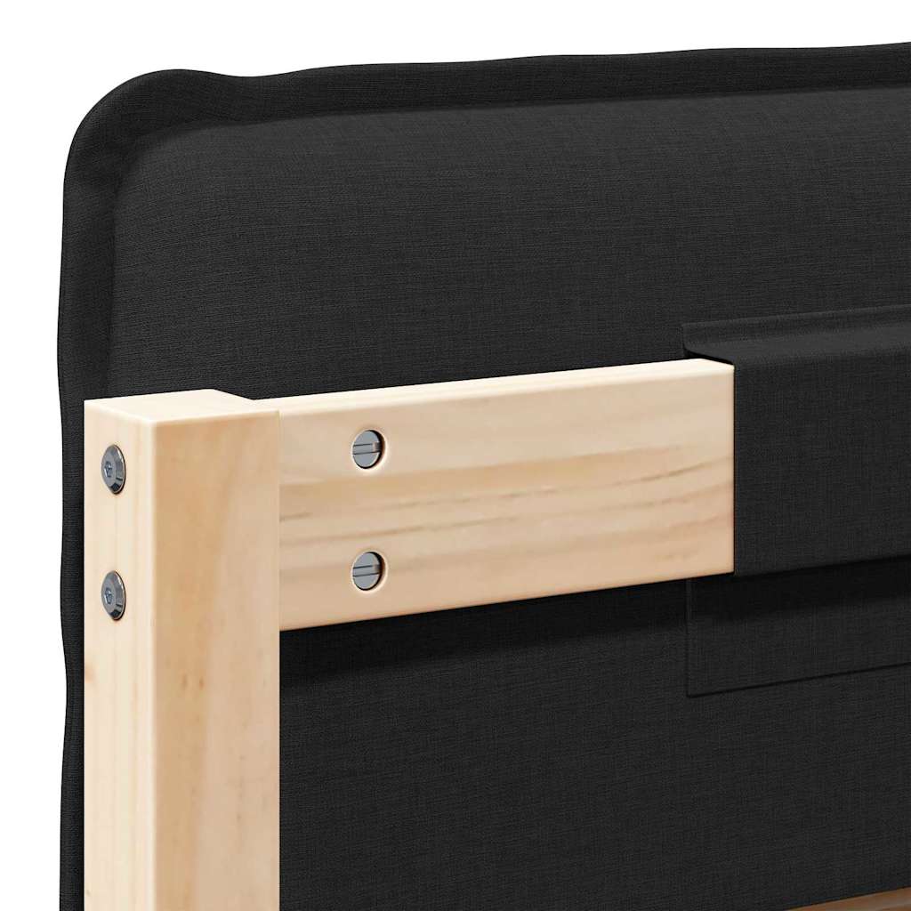 Testiera imbottita Naturale e Nero 90 cm Pino massello