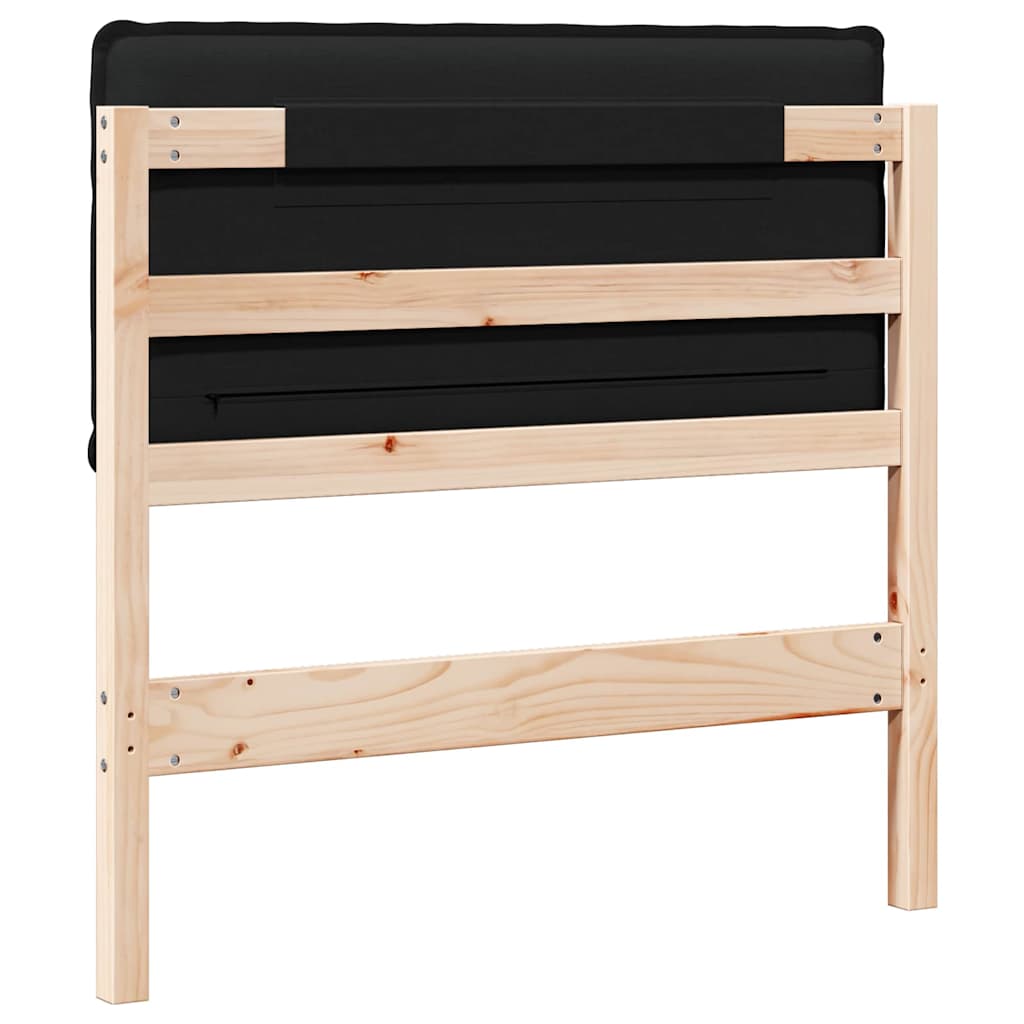 Testiera imbottita Naturale e Nero 80 cm Pino massello