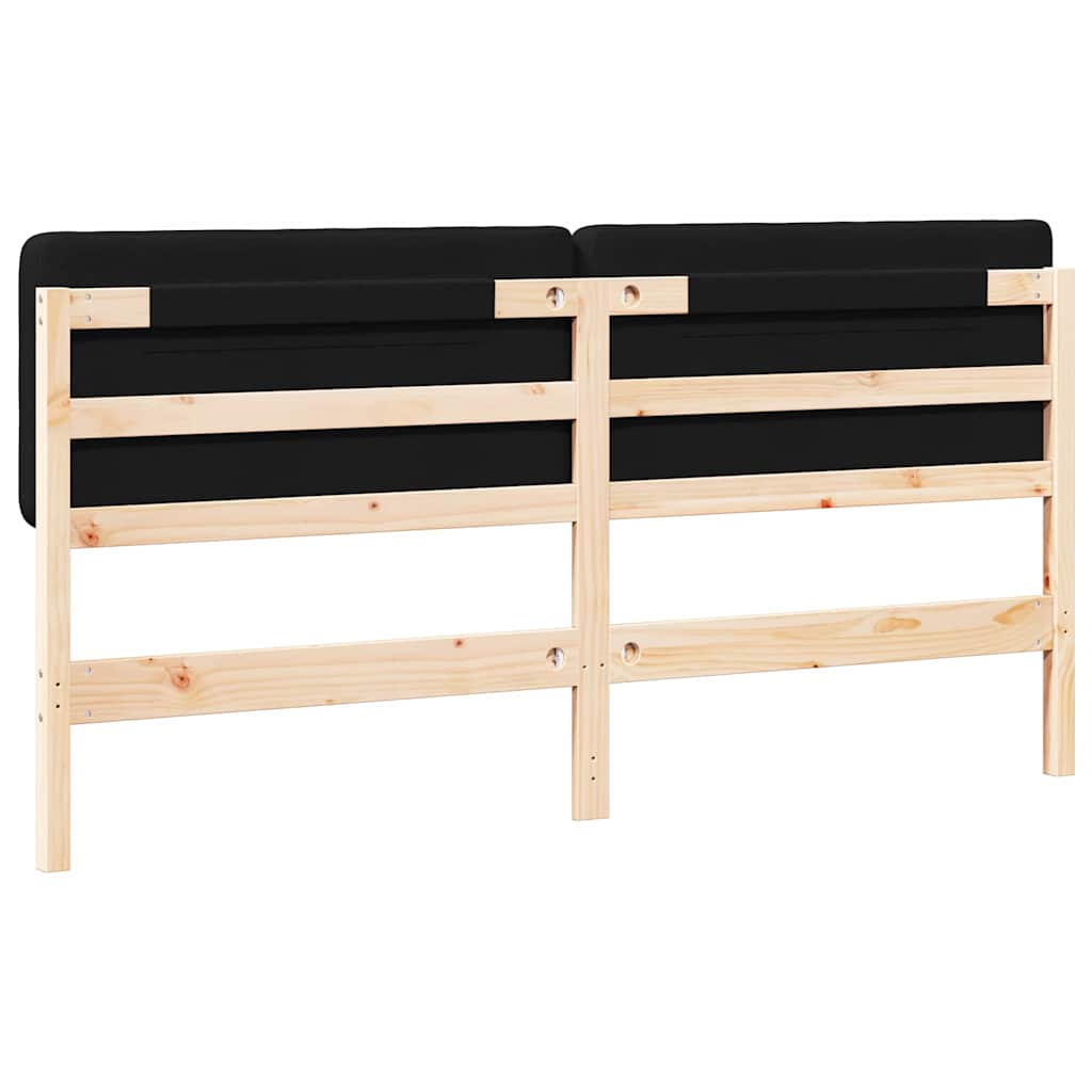 Testiera imbottita Marrone e Nero 200 cm Pino massello