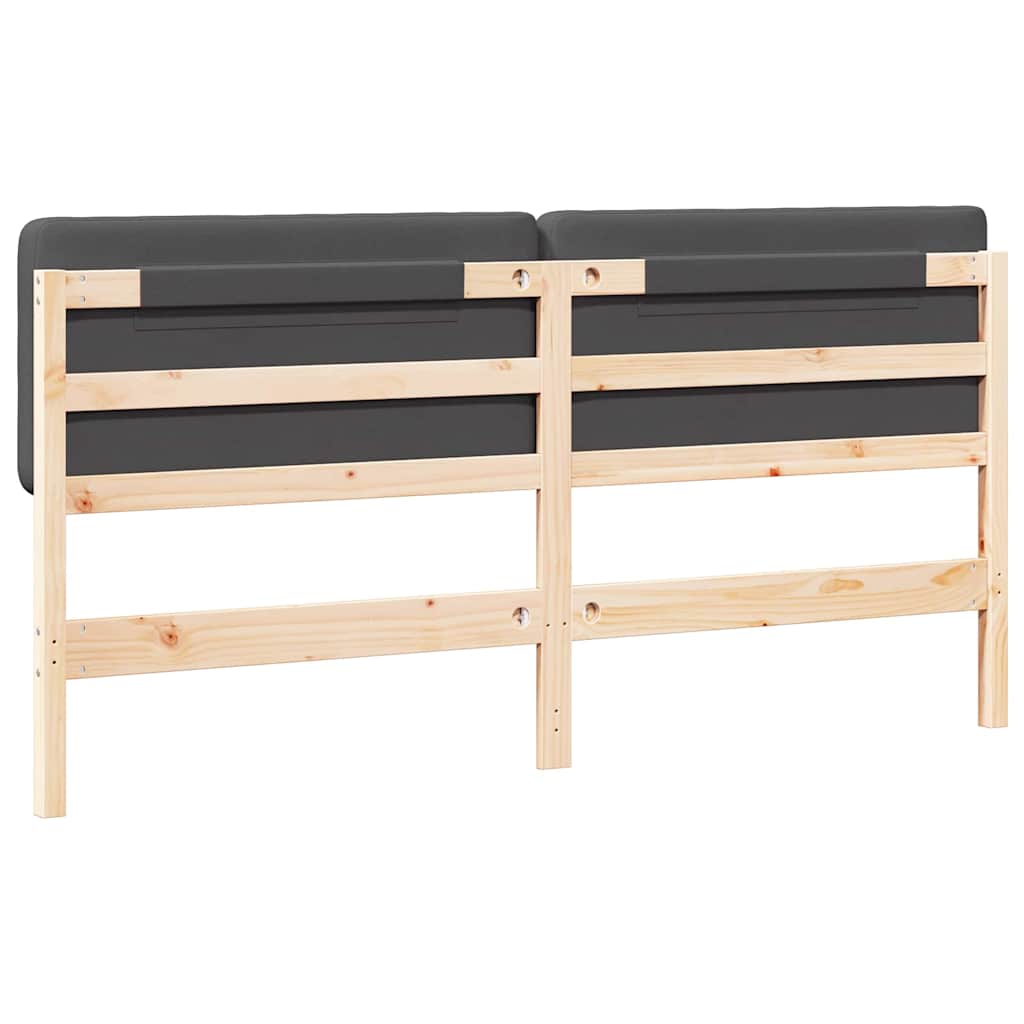 Testiera imbottita Marrone e grigio scuro 180 cm Pino massello