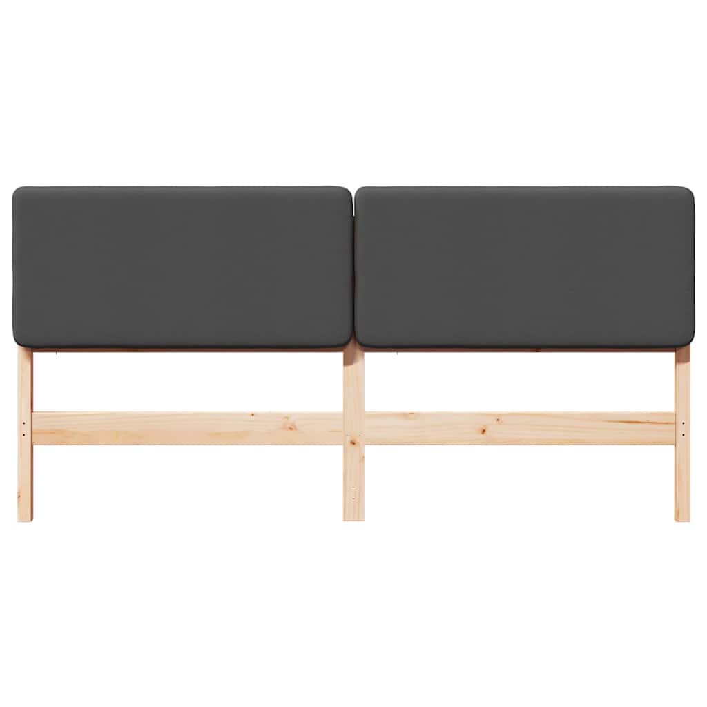 Testiera imbottita Marrone e grigio scuro 180 cm Pino massello