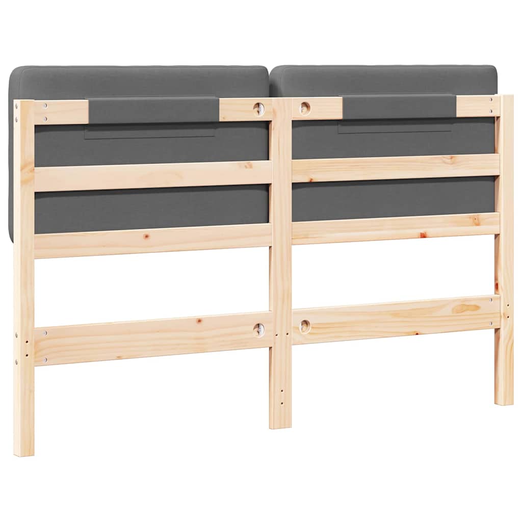 Testiera imbottita Marrone e Grigio Chiaro 150 cm Pino massello