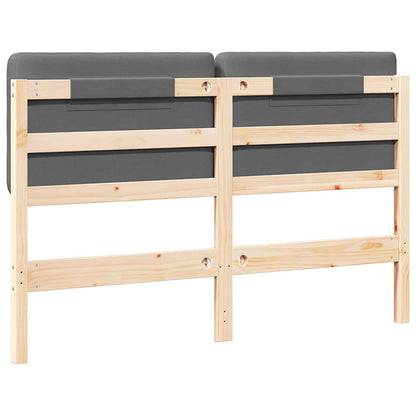 Testiera imbottita Marrone e Grigio Chiaro 120 cm Pino massello