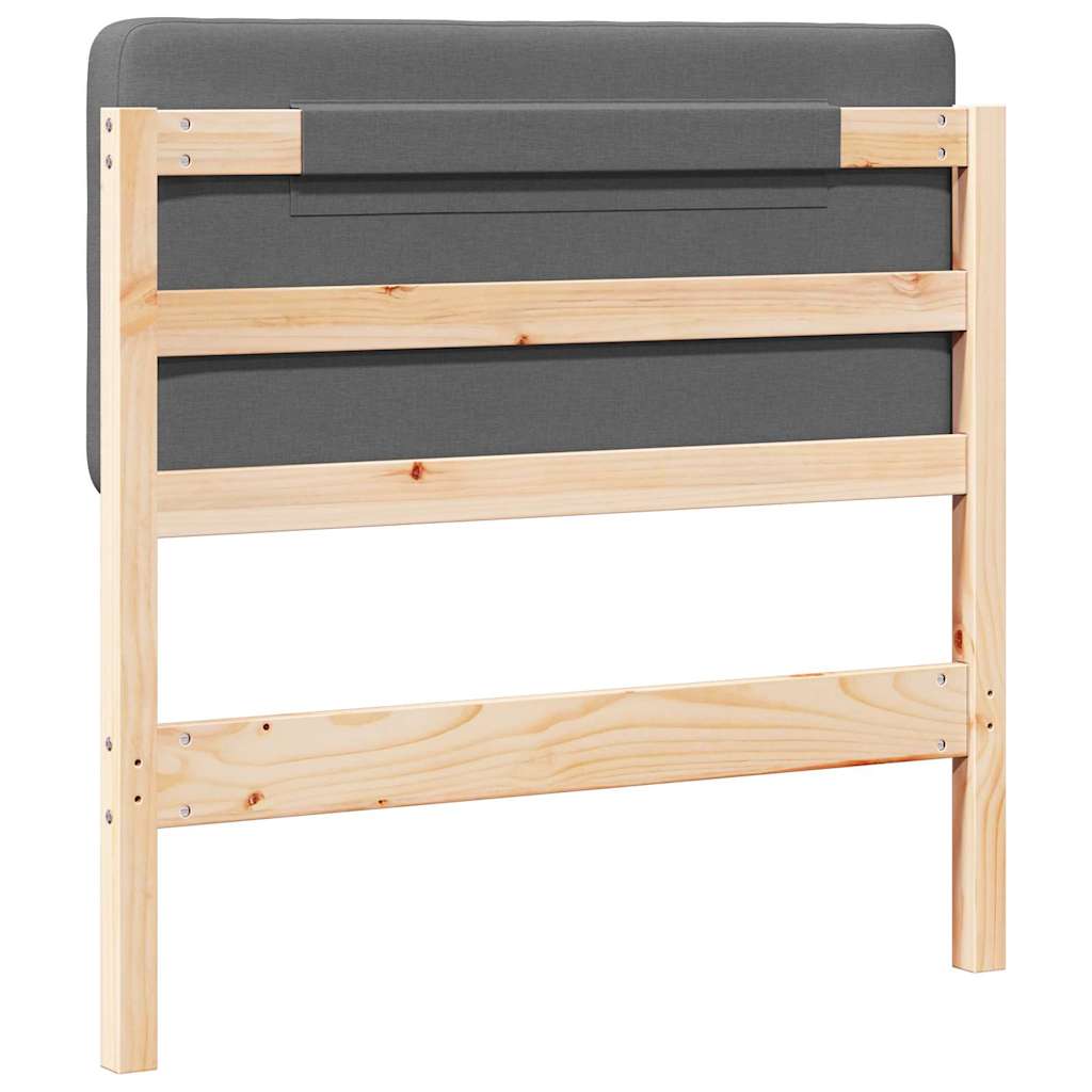 Testiera imbottita Marrone e Grigio Chiaro 75 cm Pino massello