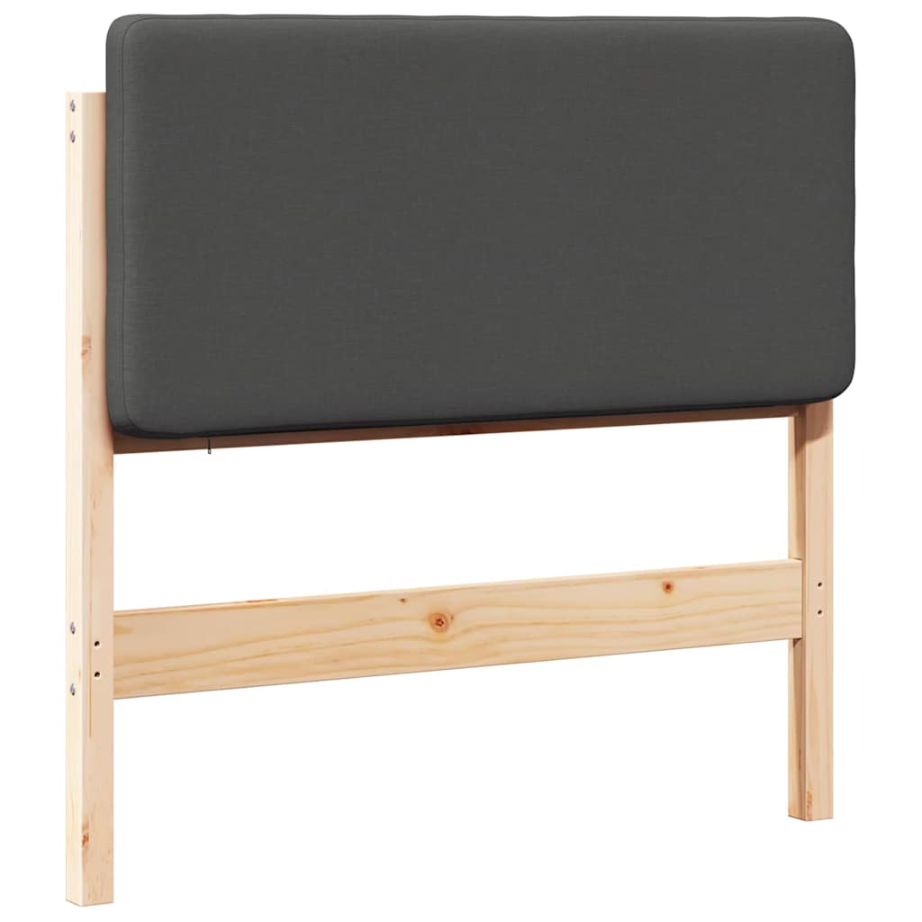 Testiera imbottita Marrone e grigio scuro 75 cm Pino massello