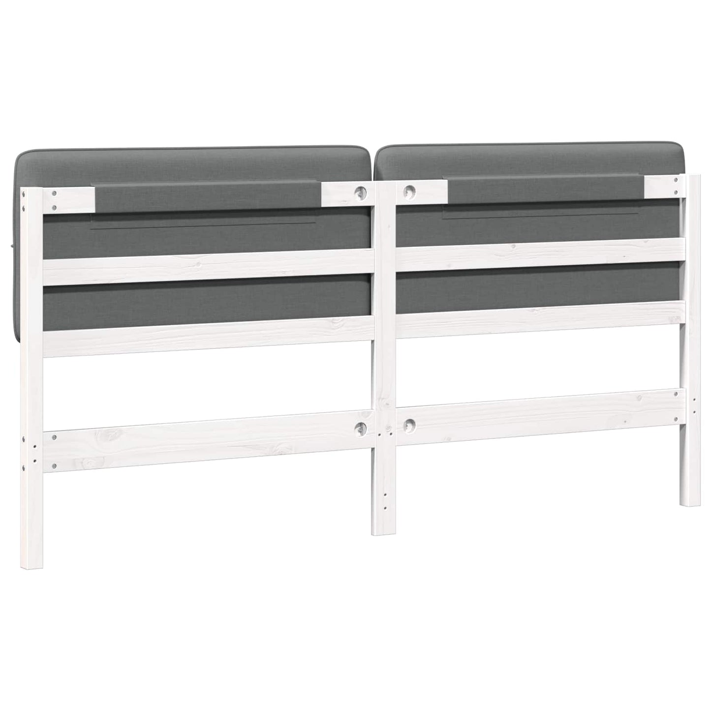 Testiera imbottita Bianco e grigio chiaro 180 cm Pino massello