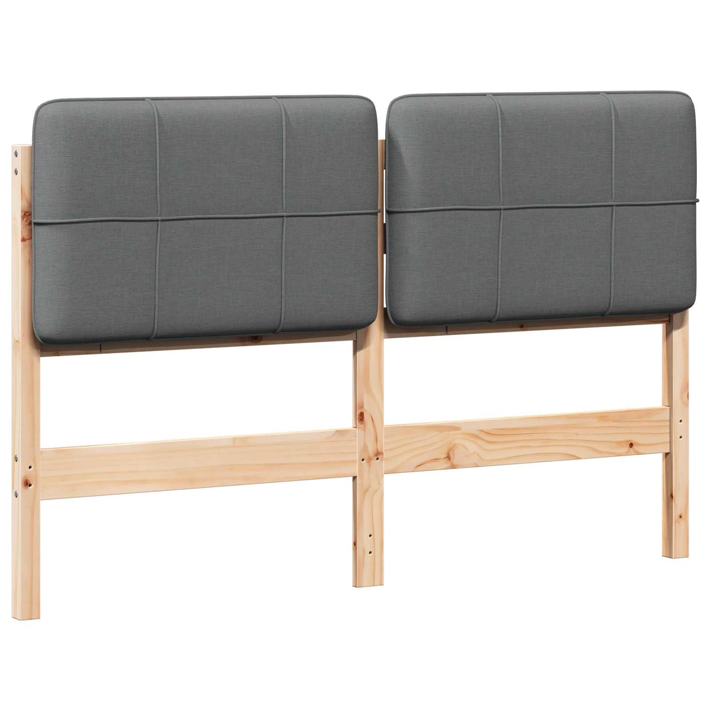 Testiera imbottita Marrone e Grigio Chiaro 140 cm Pino massello