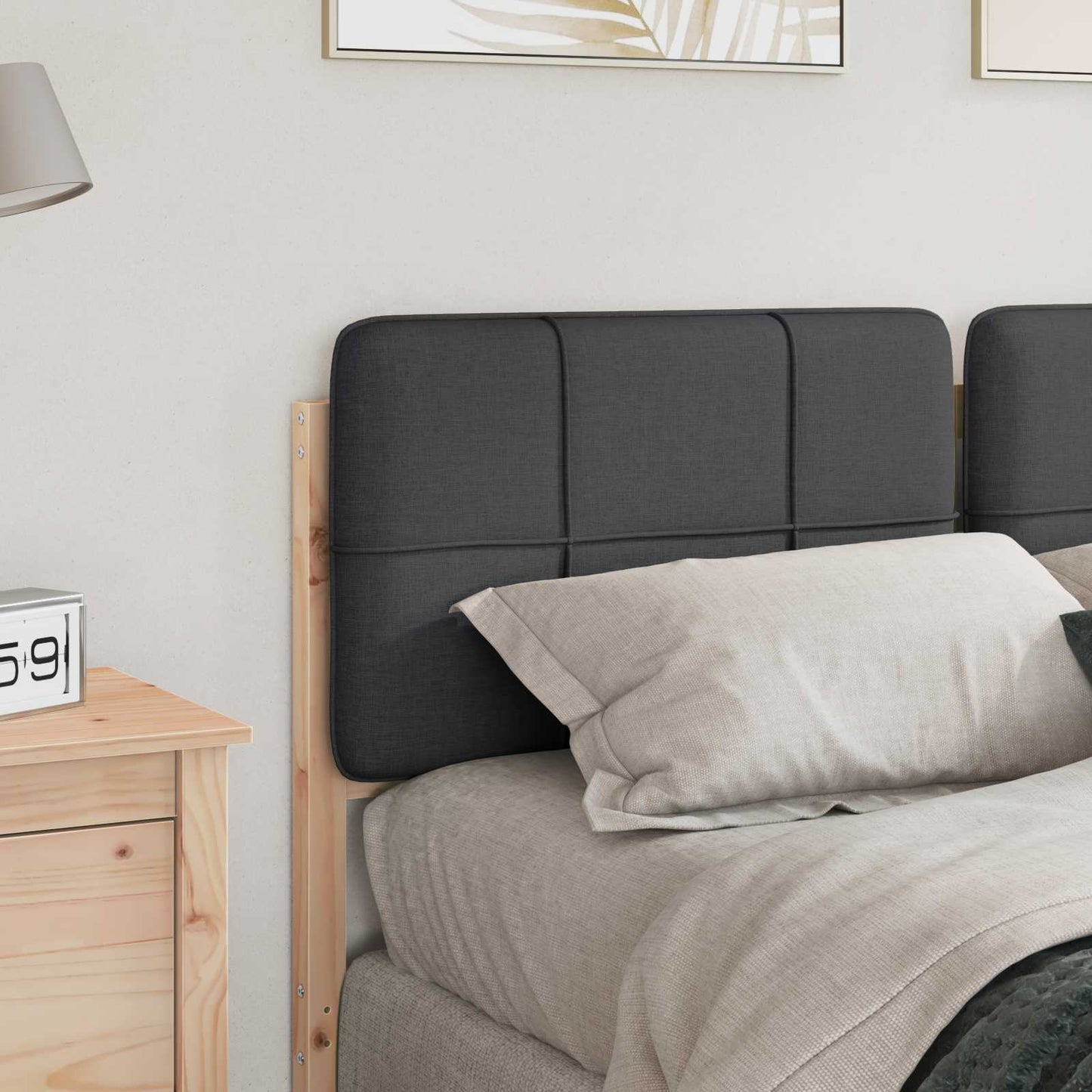 Testiera imbottita Marrone e grigio scuro 135 cm Pino massello