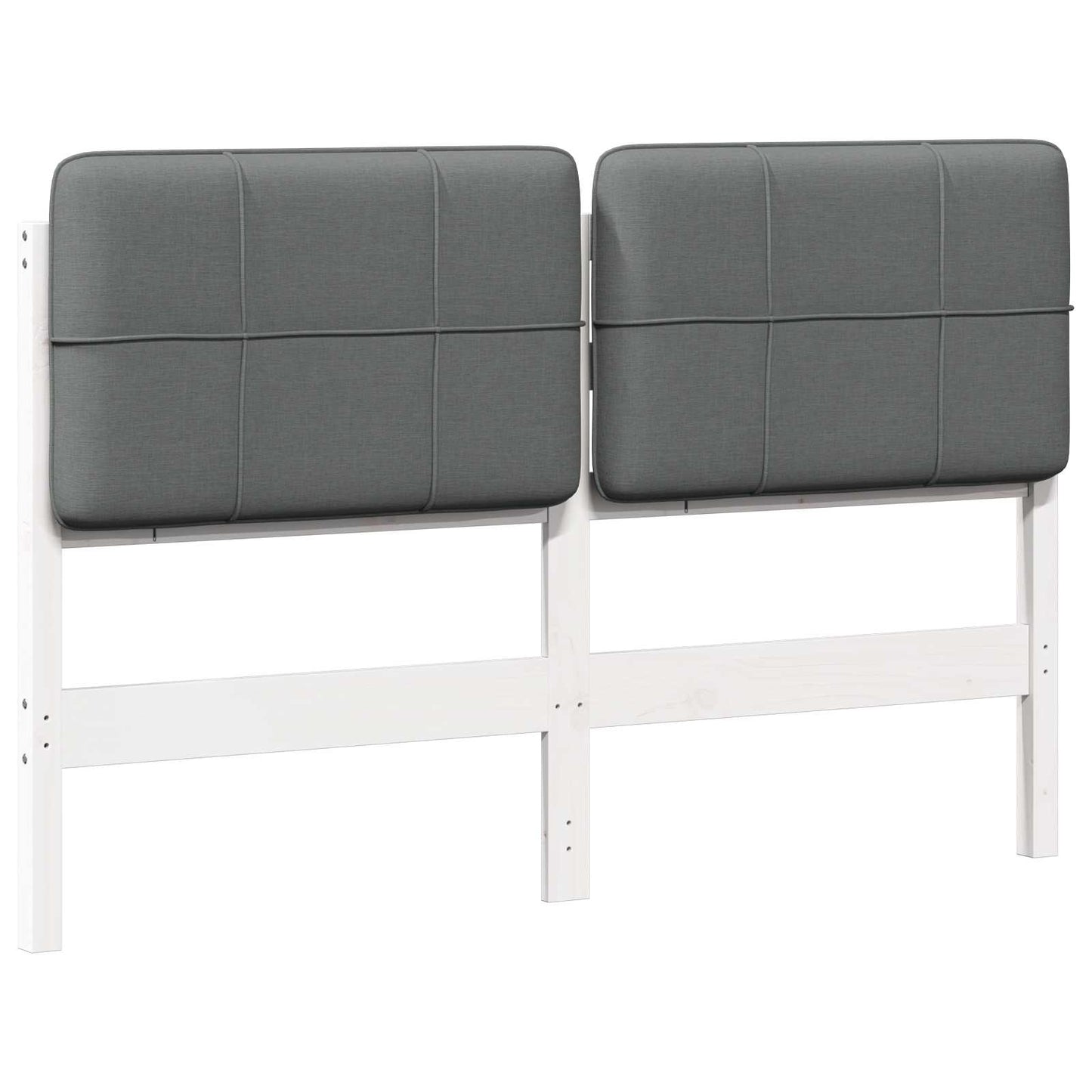 Testiera imbottita Bianco e grigio chiaro 135 cm Pino massello