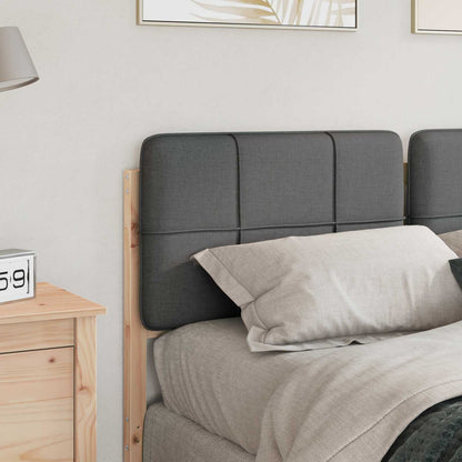 Testiera imbottita Marrone e Grigio Chiaro 120 cm Pino massello