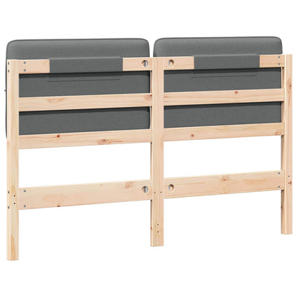 Testiera imbottita Marrone e Grigio Chiaro 120 cm Pino massello