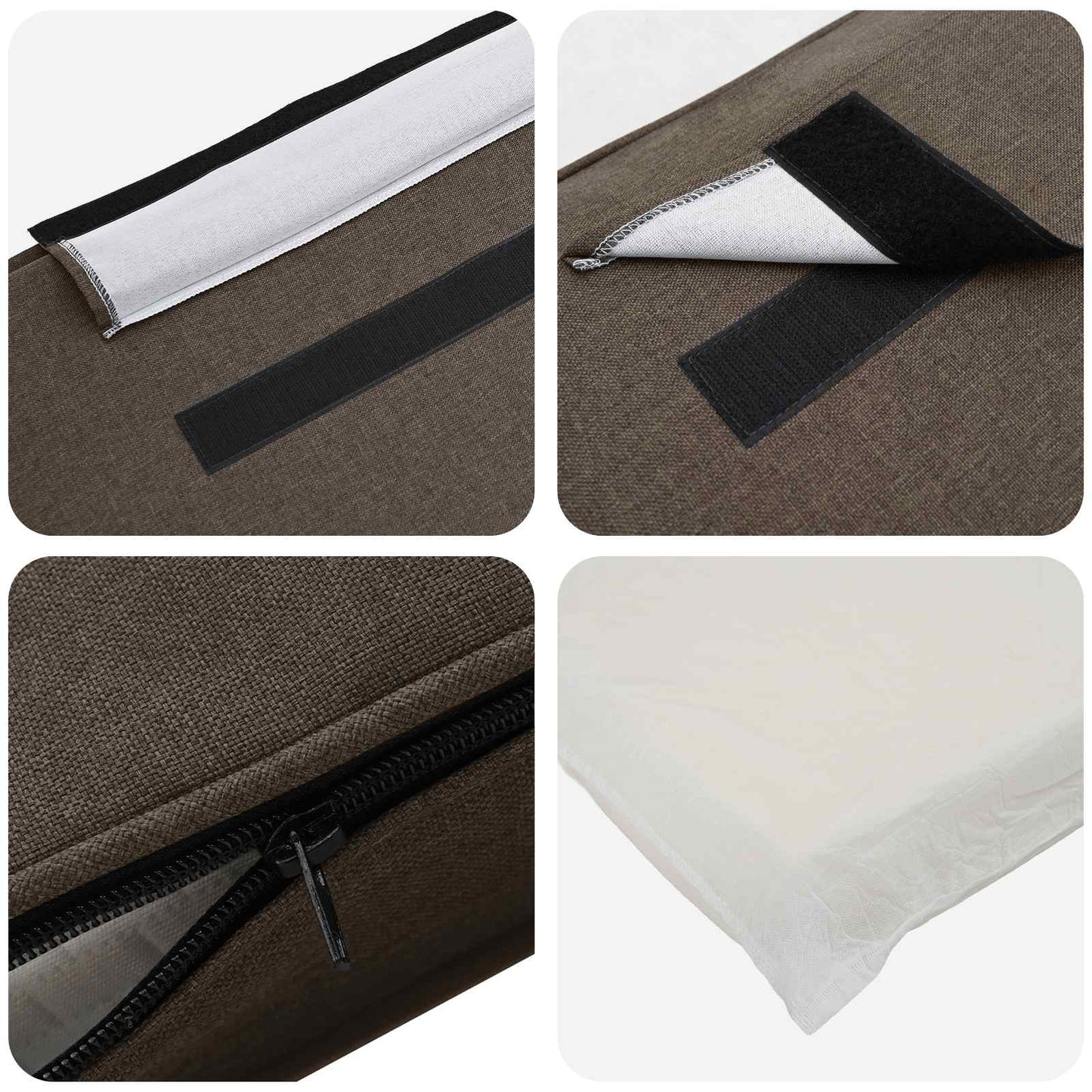 Testiera imbottita Marrone e taupe 90 cm Pino massello