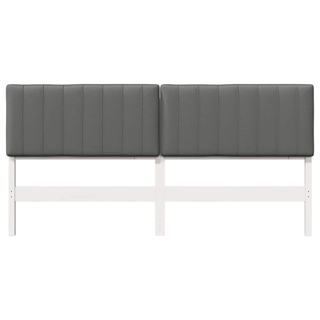 Testiera imbottita Bianco e grigio chiaro 200 cm Pino massello