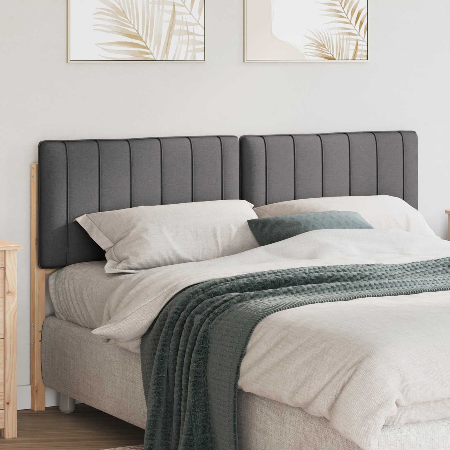 Testiera imbottita Marrone e grigio scuro 160 cm Pino massello