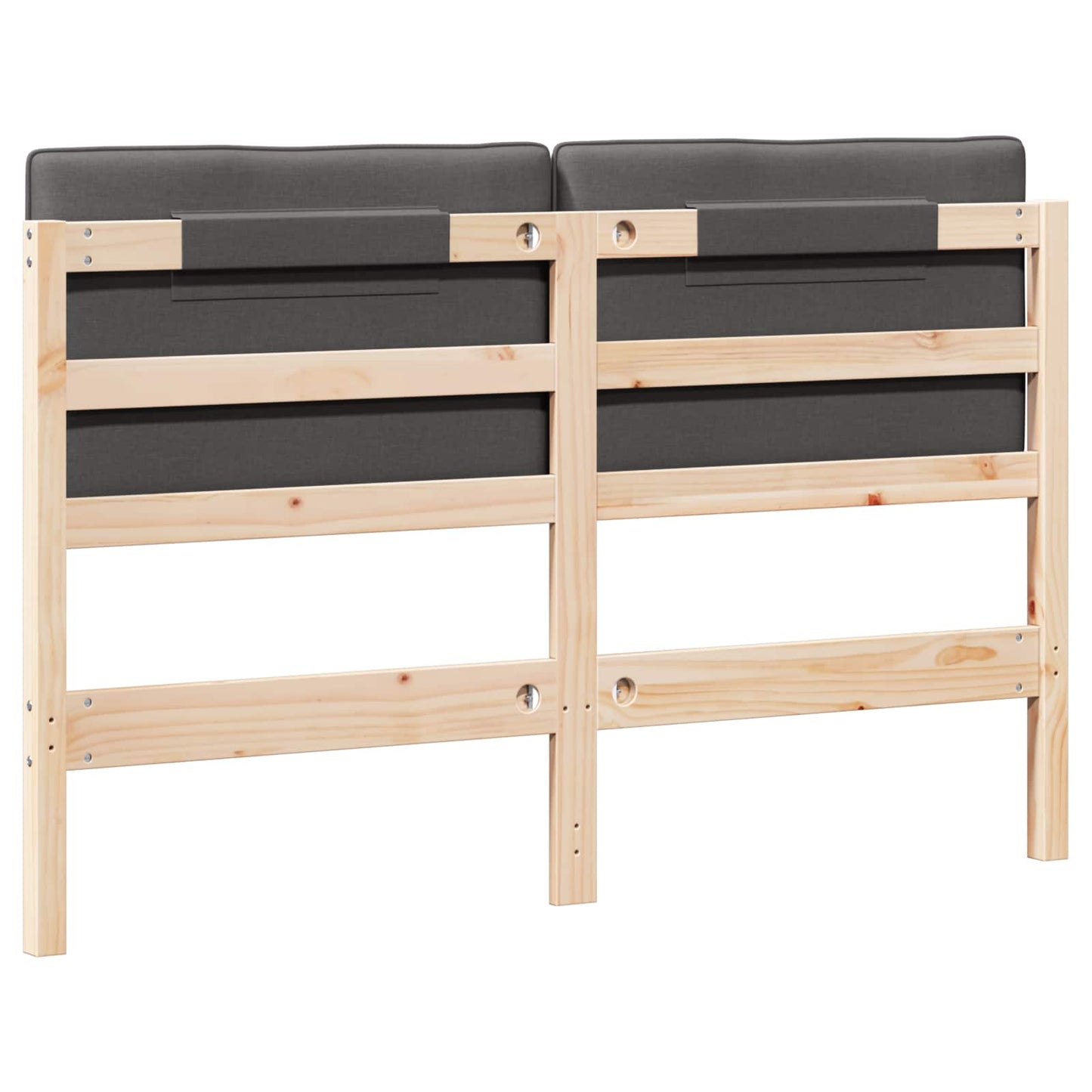 Testiera imbottita Marrone e grigio scuro 150 cm Pino massello