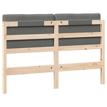 Testiera imbottita Marrone e Grigio Chiaro 140 cm Pino massello