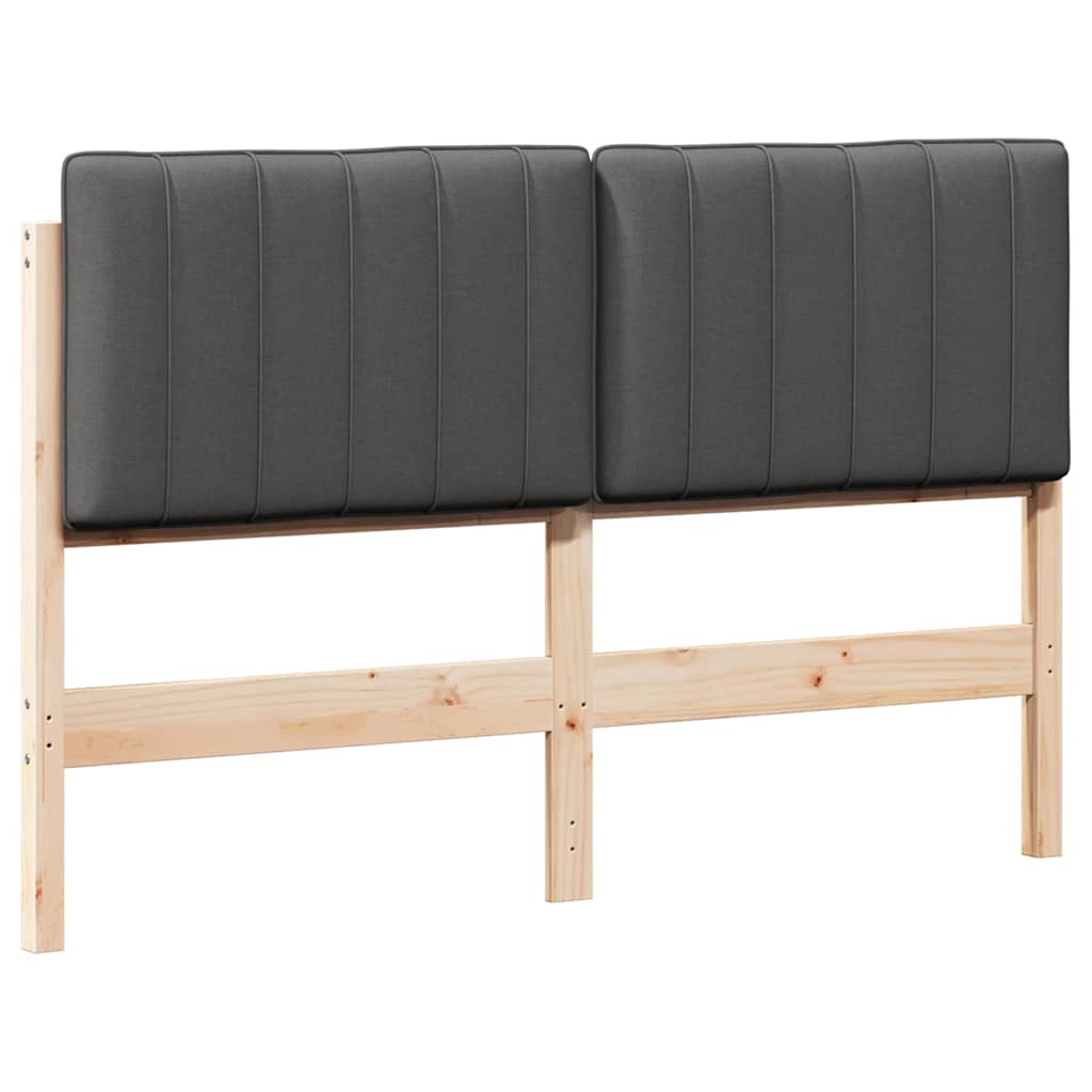 Testiera imbottita Marrone e grigio scuro 140 cm Pino massello