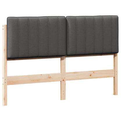 Testiera imbottita Marrone e grigio scuro 140 cm Pino massello