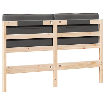 Testiera imbottita Marrone e grigio scuro 140 cm Pino massello