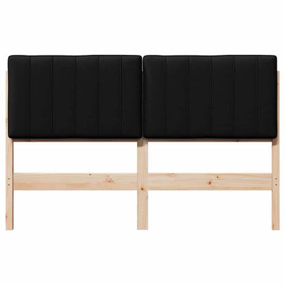 Testiera imbottita Marrone e Nero 135 cm Pino massello