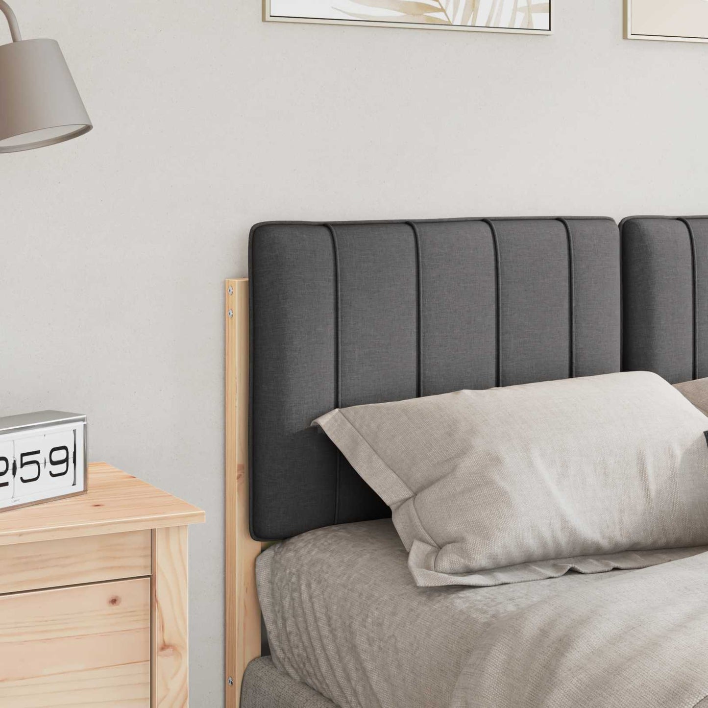 Testiera imbottita Marrone e grigio scuro 120 cm Pino massello