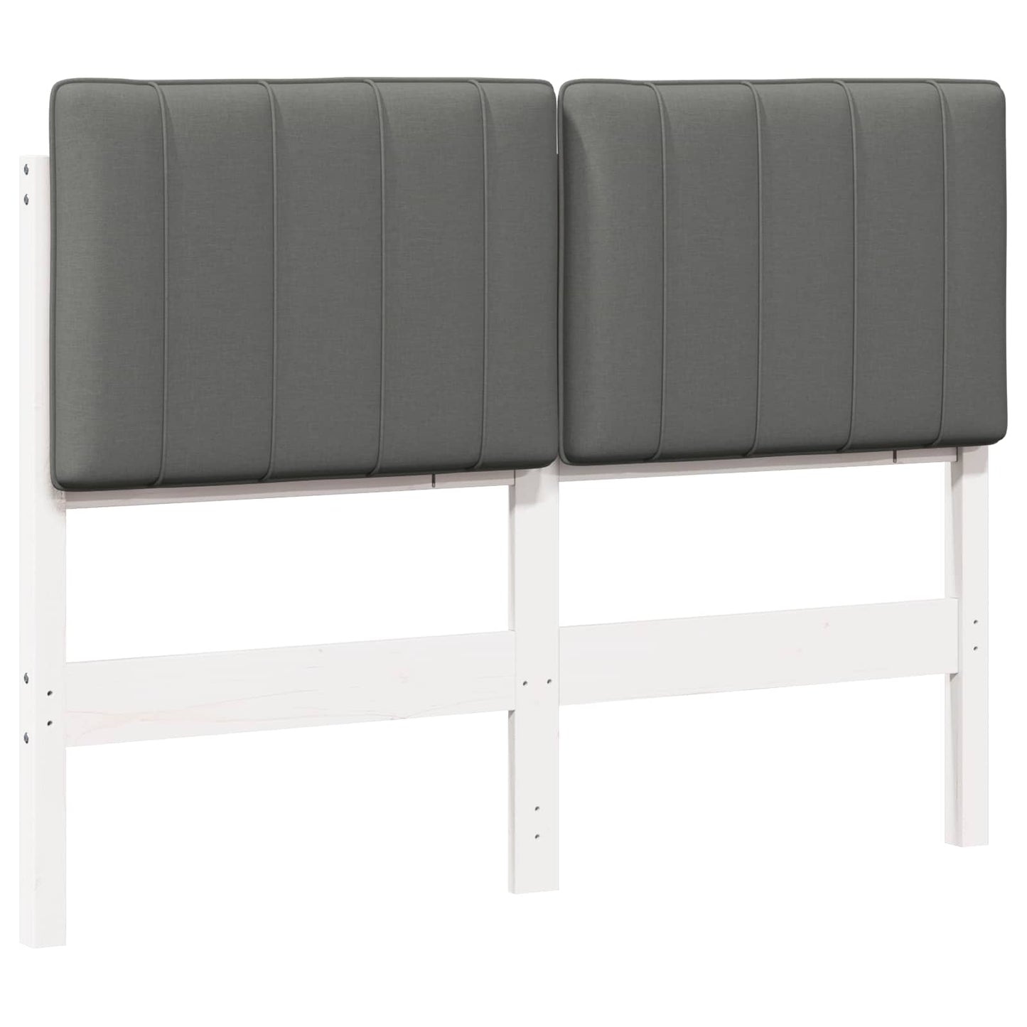 Testiera imbottita Bianco e grigio chiaro 120 cm Pino massello