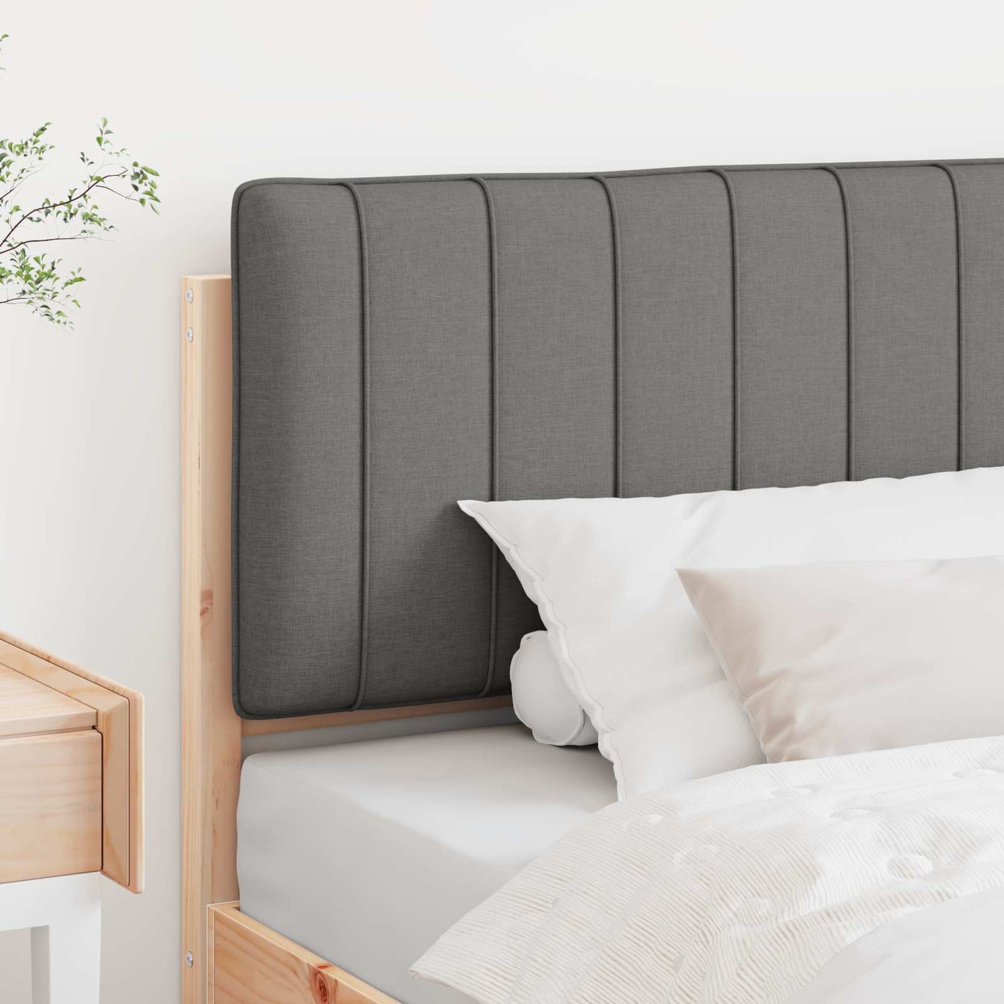 Testiera imbottita Marrone e Grigio Chiaro 100 cm Pino massello