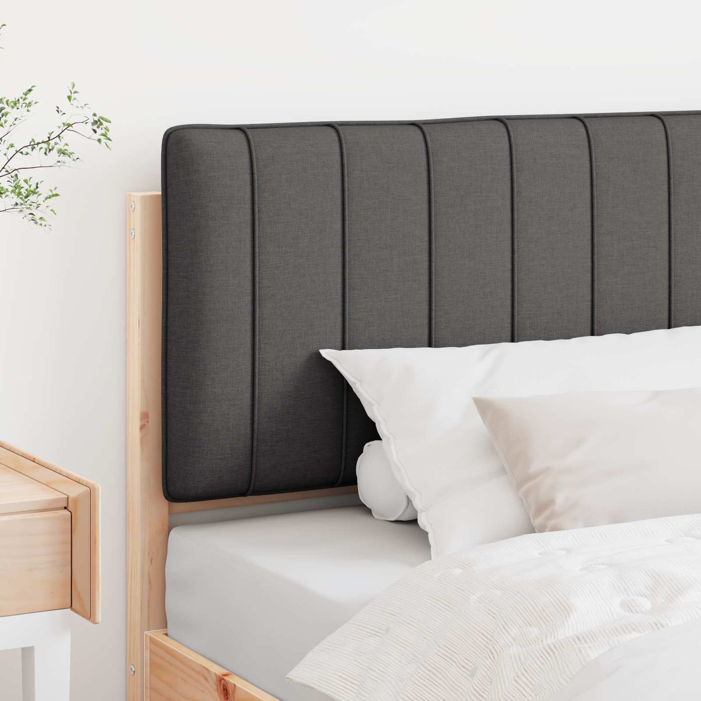Testiera imbottita Marrone e grigio scuro 100 cm Pino massello