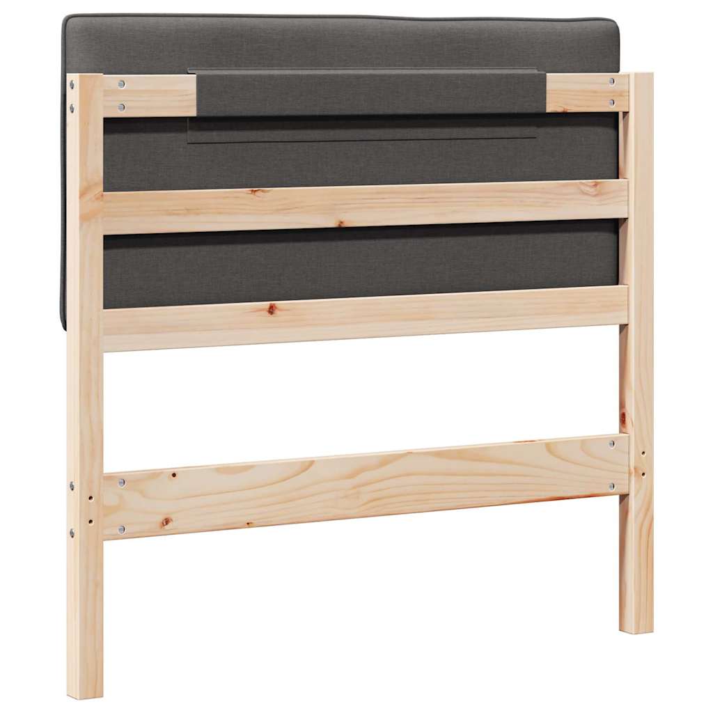 Testiera imbottita Marrone e grigio scuro 90 cm Pino massello