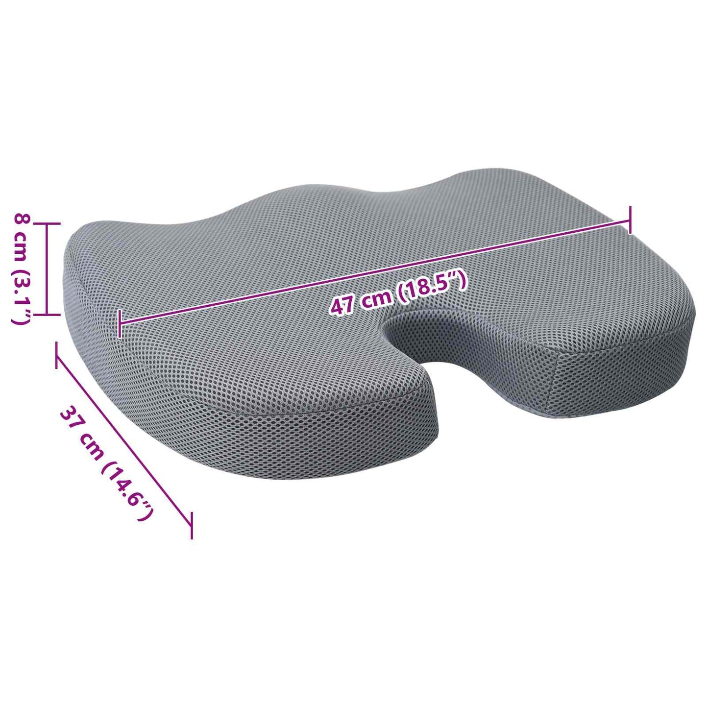 Cuscino per la seduta Grigio 47 x 37 x 8 cm Schiuma Memory | homemem39