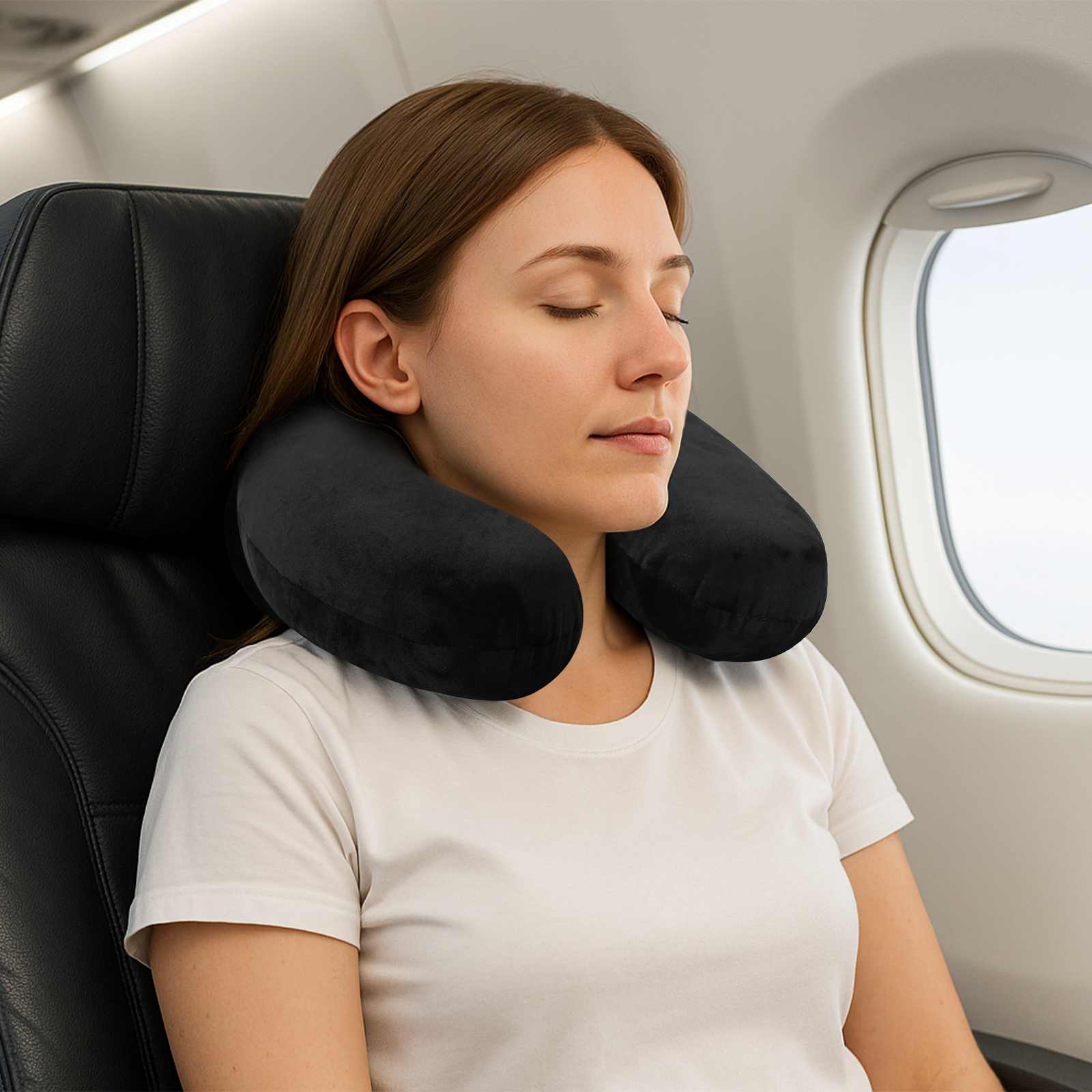 Cuscino da viaggio per il collo Nero Schiuma Memory | homemem39