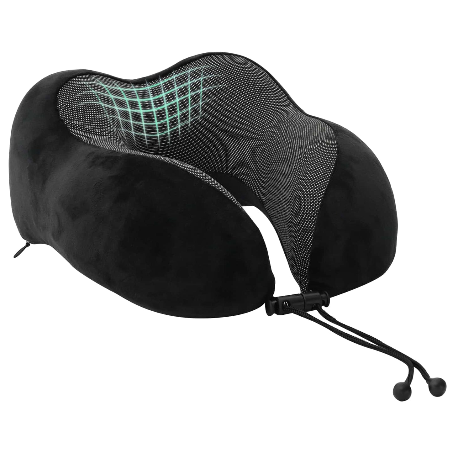 Cuscino da Viaggio per il Collo Regolabile Nero 27 x 26 x 14 cm | homemem39
