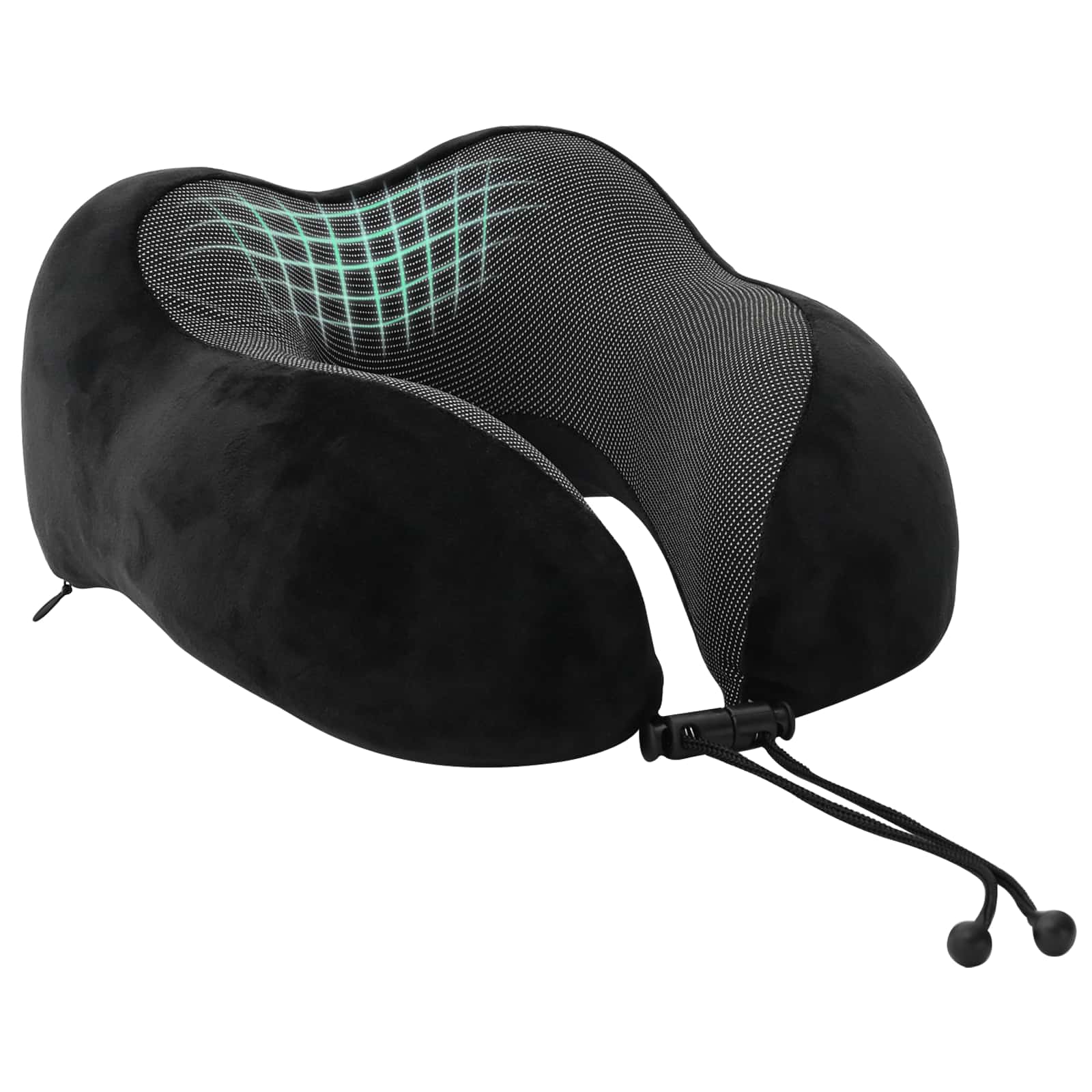 Cuscino da Viaggio per il Collo Regolabile Nero 27 x 26 x 14 cm | homemem39