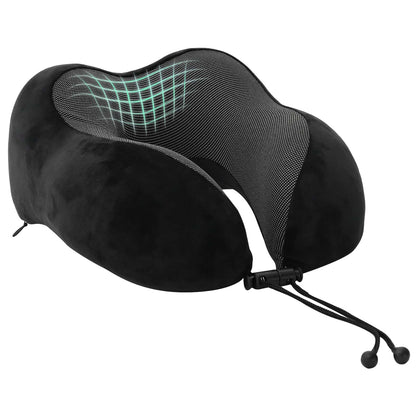 Cuscino da Viaggio per il Collo Regolabile Nero 27 x 26 x 14 cm | homemem39