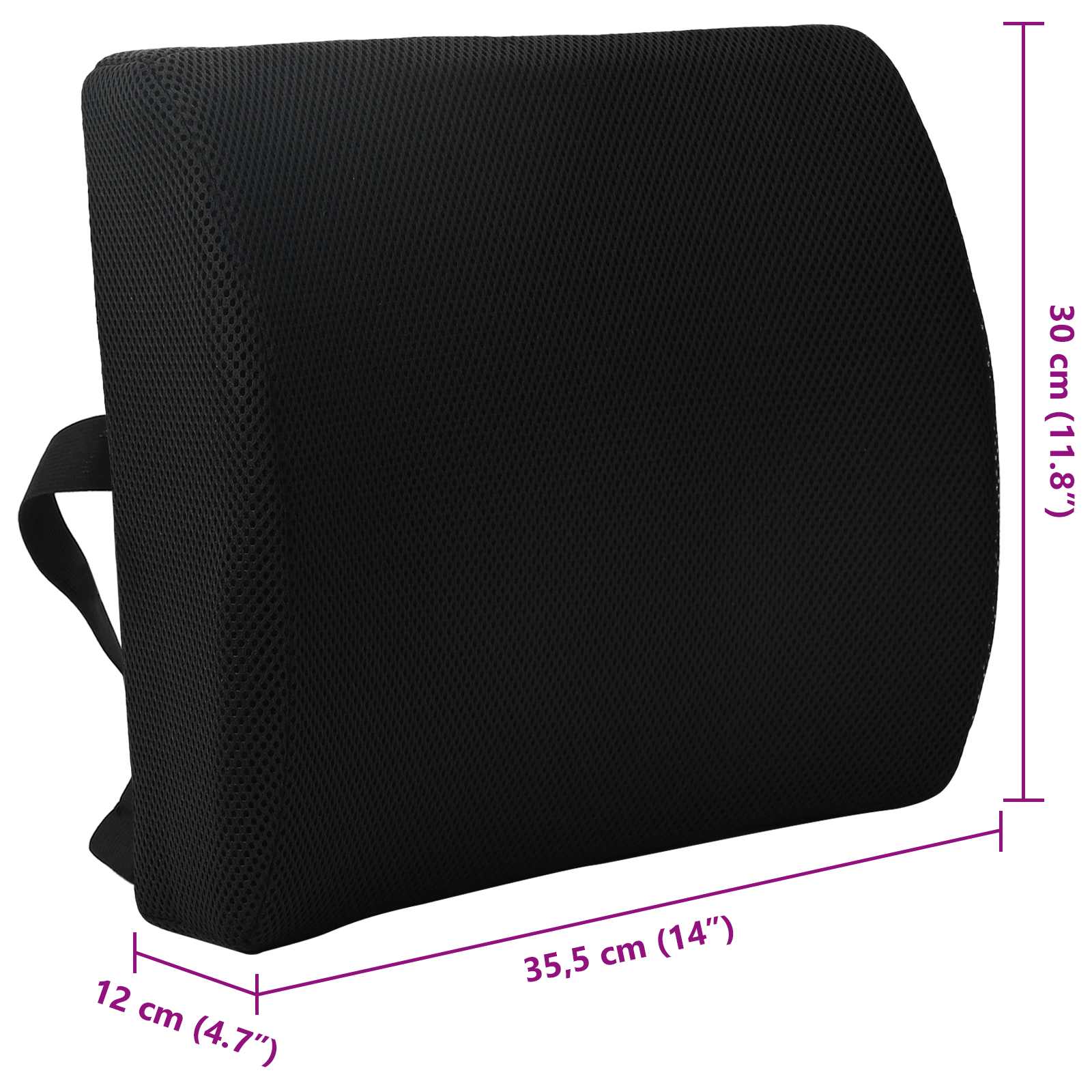 Cuscino lombare Nero Schiuma Memory 35,5 x 30 x 12 cm | homemem39
